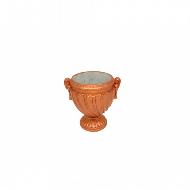 VASO ÂNFORA TRABALHADO RESINA COBRE TAM P (D 14 CM | A 14 CM)