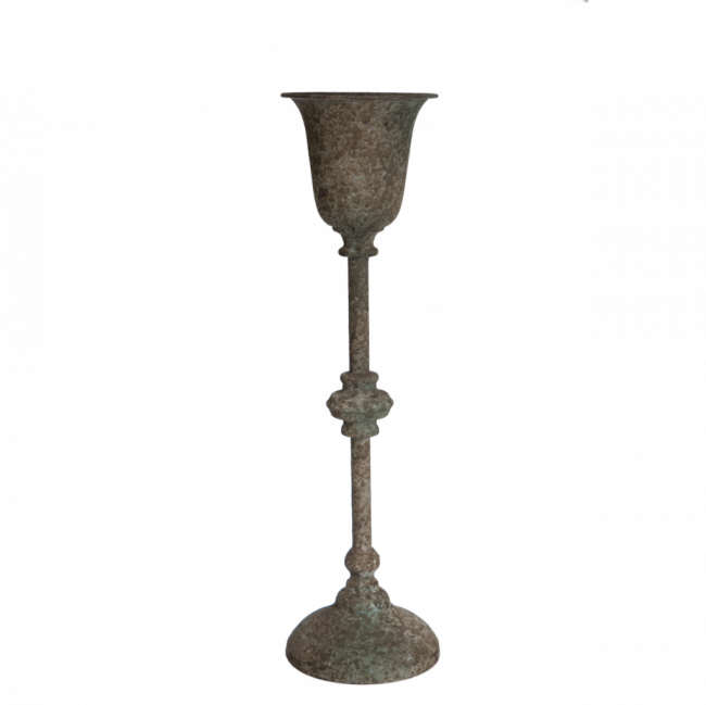 VASO CASTIÇAL METAL FERRUGEM TAM P (D 12 CM | A 46 CM)