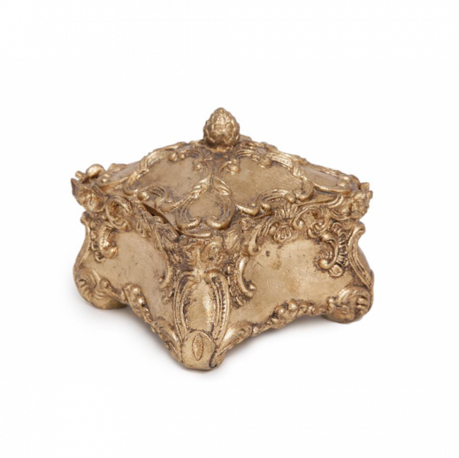PORTA JOIA ROCOCÓ MADEIRA DOURADO BOJUDO MÉDIO