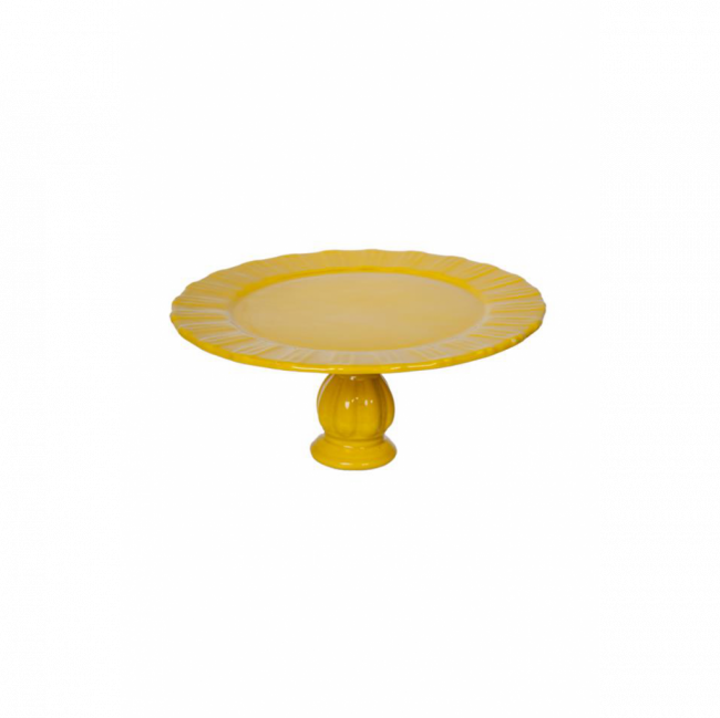 PORTA TORTA ANTIQUE CERÂMICA AMARELO SICILIANO MÉDIO BAIXO (D 28 CM | A 12 CM)