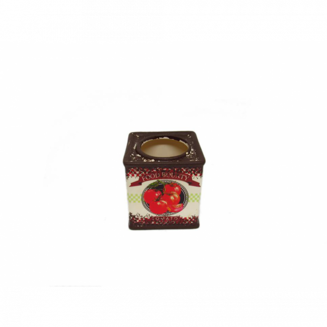 POTICHE FOOD BOUNTY TOMATO CERÂMICA MARROM E CREME (C 11 CM | L 11 CM | A 12 CM)