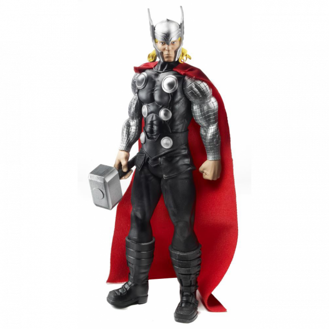 BONECO THOR SUPER HERÓI PRETO, CINZA E VERMELHO (C 9 CM | L 4 CM | A 29 CM)