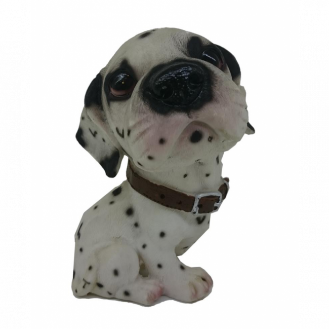 DÁLMATA CACHORRO RESINA BRANCO E PRETO PEQUENO (C 13 CM | L 13 CM | A 16 CM)