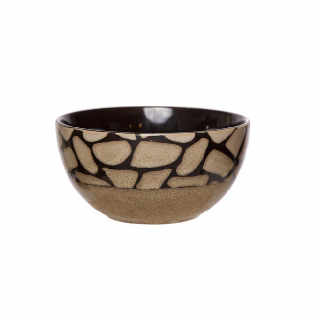 CONJUNTO AFRICANO BOWL GIRAFA CERÂMICA BEGE E MARROM (D 14 CM | A 7 CM)