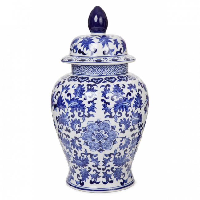 ROYAL BLUE COLLECTION POTICHE PORCELANA AZUL E BRANCO TAM G (D 30 CM | A 46 CM)