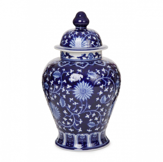 ROYAL BLUE COLLECTION POTICHE PORCELANA AZUL E BRANCO TAM M (D 18 CM | A 36 CM)