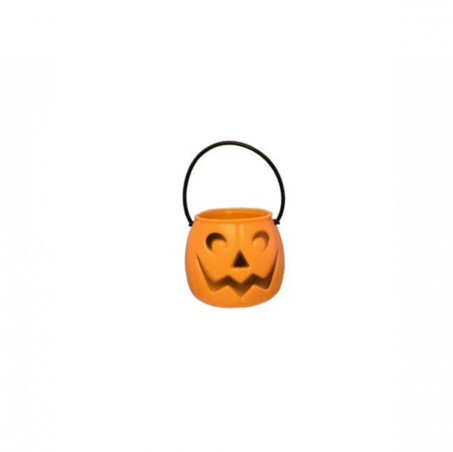 MINI BALDE ABÓBORA C/ ALÇA HALLOWEEN LARANJA (D 8 CM | A 9 CM)