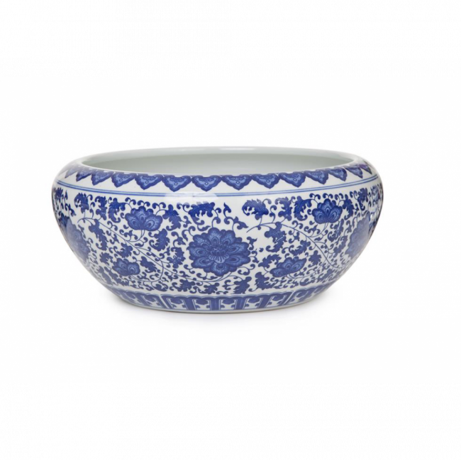 ROYAL BLUE COLLECTION TERRÁRIO PORCELANA AZUL E BRANCO (D 30 CM | A 16 CM)