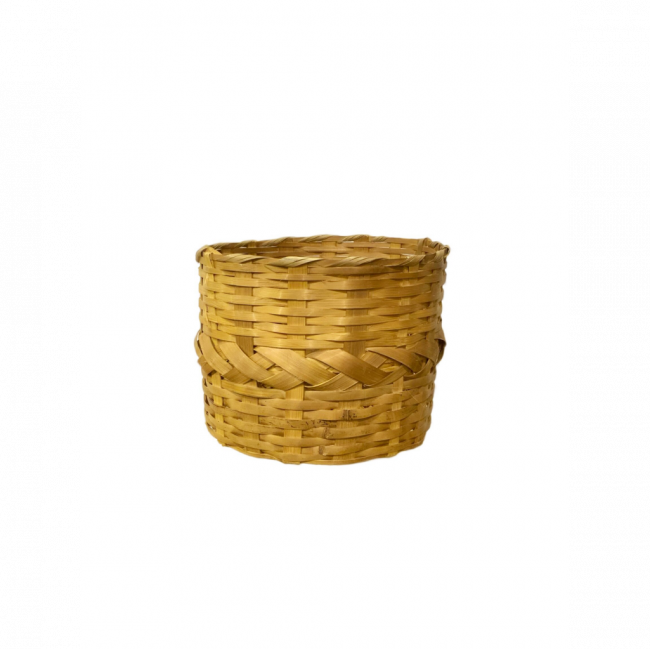 CESTA REDONDA C/ TRANÇAS BAMBU BEGE (D 28 CM | A 22 CM)