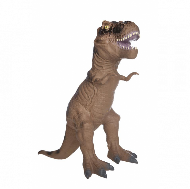 DINOSSAURO TYRANNOSAURUS BORRACHA MARROM (C 18 CM | L 48 CM | A 46 CM)