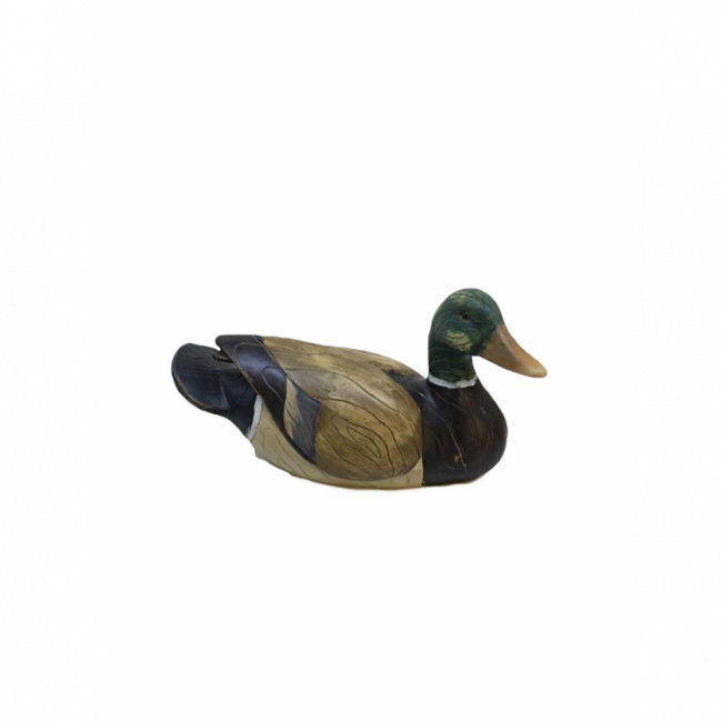 PATO ENTALHADO MADEIRA VERDE, MARROM E BEGE (C 23 CM | L 9 CM | A 13 CM)