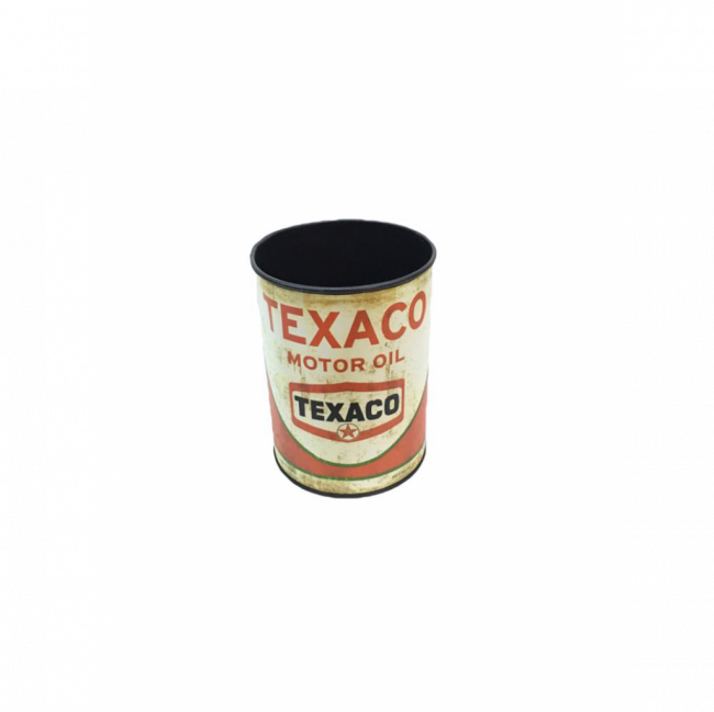 LATA TEXACO MOTOR OIL METAL BRANCA E VERMELHA (D 11 CM | A 15 CM)