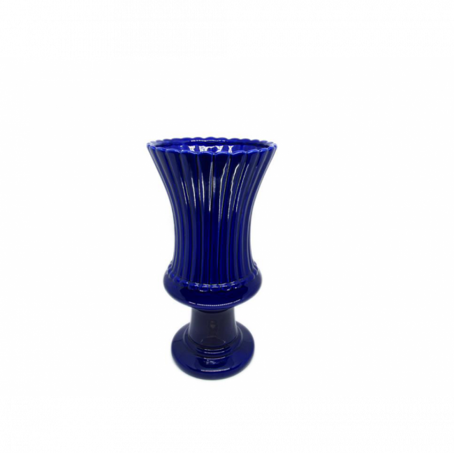 VASO TAÇA DRANCY CERÂMICA AZUL CARBONO TAM G (D 19 CM | A 37 CM)