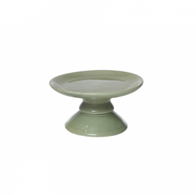 PORTA TORTA BAUHAUS PORCELANA VERDE MILITAR TAM P (D 18 CM | A 10 CM)