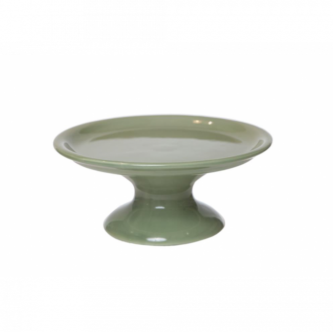 PORTA TORTA BAUHAUS PORCELANA VERDE MILITAR TAM M (D 25 CM | A 11 CM)