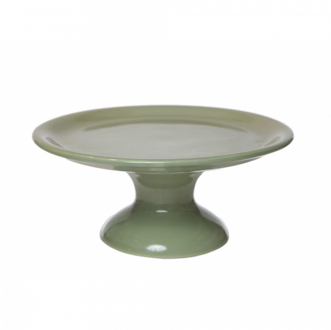 PORTA TORTA BAUHAUS PORCELANA VERDE MILITAR TAM G (D 30 CM | A 13 CM)