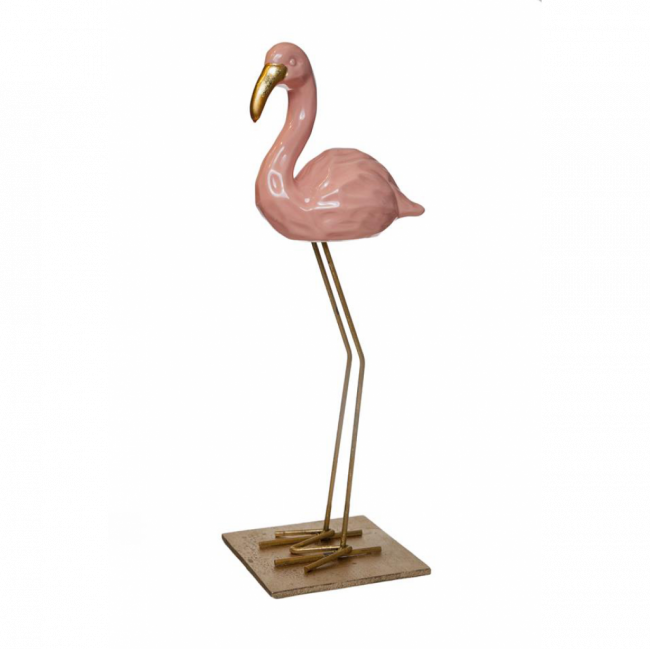 FLAMINGO C/ PÉ CERÂMICA ROSA PEROLADO (C 15 CM | L 15 CM | A 46 CM)