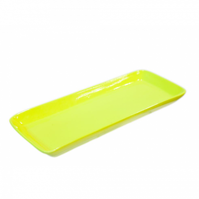 TRAVESSA ROCAMBOLE RETANGULAR CERÂMICA AMARELO NEON (C 38 CM | L 14 CM | A 3 CM)