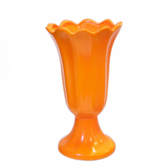 VASO DECÁGONO CERÂMICA LARANJA NEON (D 16 CM | A 27 CM)