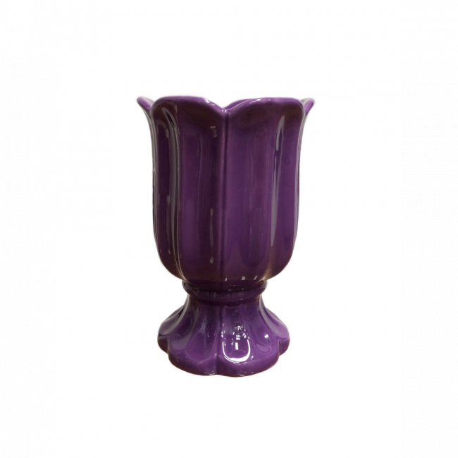 VASO TAÇA PÉTALA CERÂMICA ROXO TAM M (D 14 CM | A 21 CM)