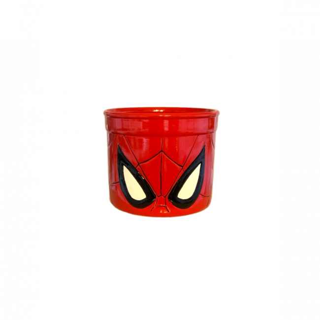 POTICHE HOMEM ARANHA CERÂMICA VERMELHO E PRETO (D 16 CM | A 14 CM)