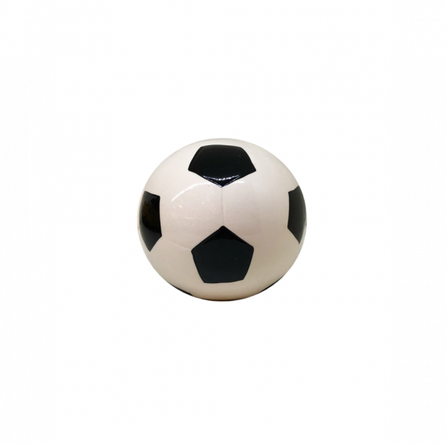 BOLA DE FUTEBOL CERÂMICA BRANCO E PRETO (D 10 CM)