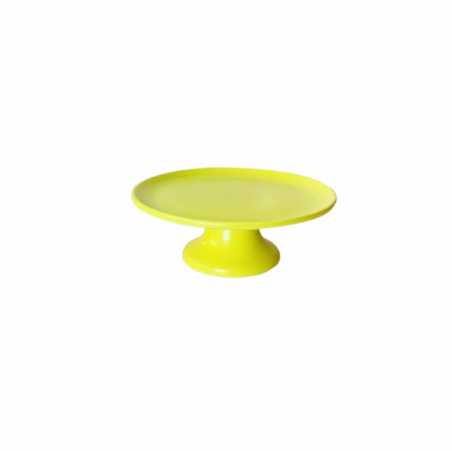 PORTA TORTA BAUHAUS CERÂMICA AMARELO NEON TAM P BAIXO (D 27 CM | A 10 CM)