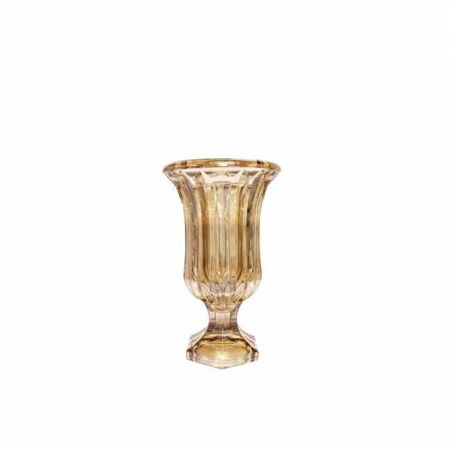 VASO CRISTAL ÂMBAR LAPIDADO TAM M (D 14 CM | A 23 CM)