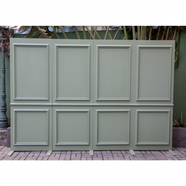 PAINEL BOISERIE MADEIRA VERDE CELADON (CADA MÓDULO - C 0,80 M | L 0,30 M | A 2,20 M)