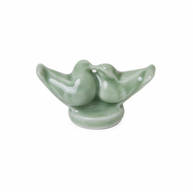 LINHA VERDE CELADON CASAL DE PÁSSAROS PORCELANA (C 6 CM | L 3 CM | A 3 CM)