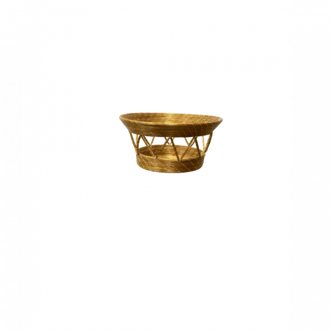 CESTA REDONDA C/ TRIÂNGULOS CAPIM DOURADO (D 26 CM | A 12 CM)