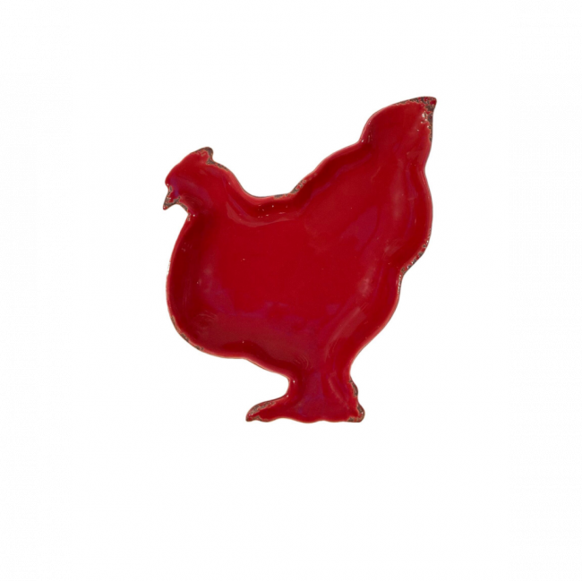 BANDEJA GALO CERÂMICA VERMELHO (C 28 CM | L 25 CM | A 4 CM)