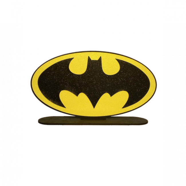 PLACA BATMAN MDF E GLITTER PRETA E AMARELA (C 49 CM | L 13 CM | A 28 CM)