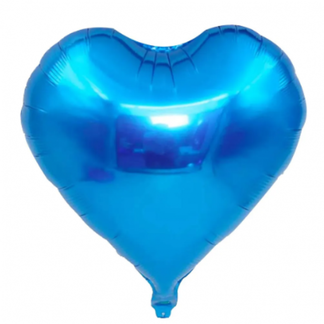 BALAO METALIZADO CORACAO AZUL 40CM