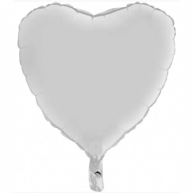 BALAO METALIZADO CORACAO BRANCO 40CM