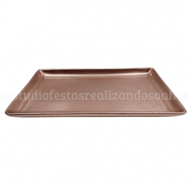 BANDEJA CERÂMICA RETANGULAR G ROSÉ GOLD