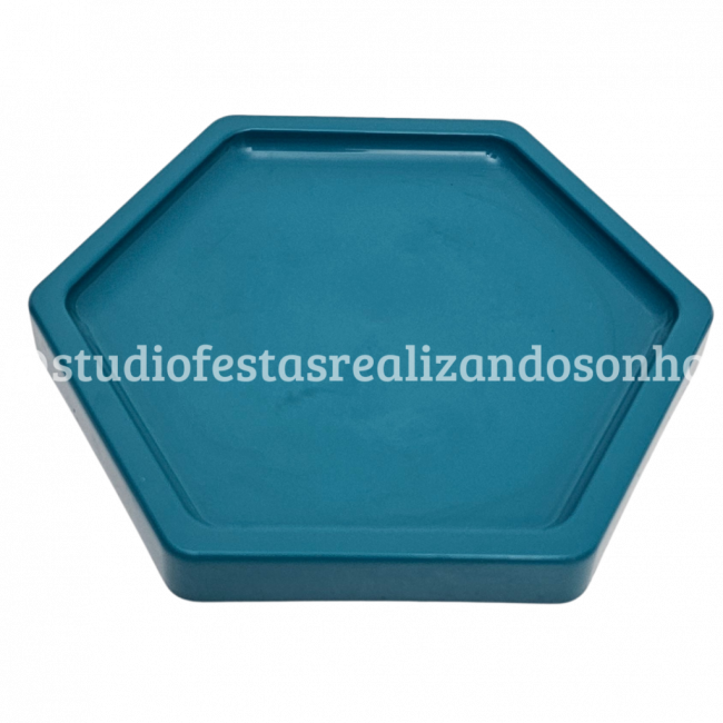 BANDEJA HEXAGONAL M AZUL TURQUESA