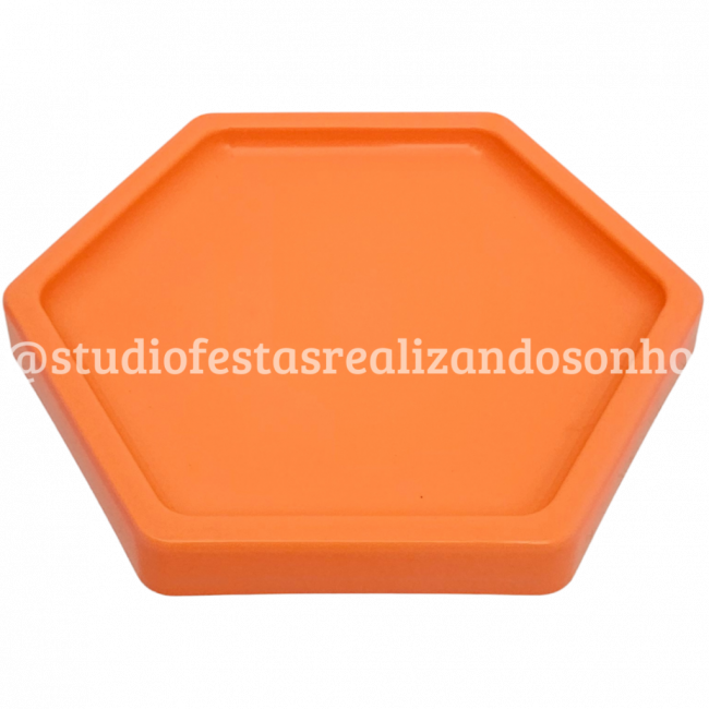 BANDEJA HEXAGONAL M LARANJA NEON