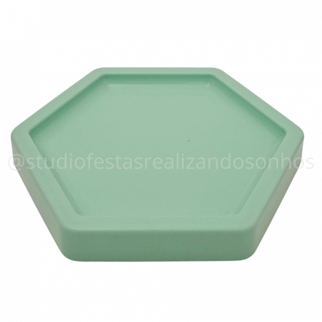 BANDEJA HEXAGONAL P VERDE AGUA