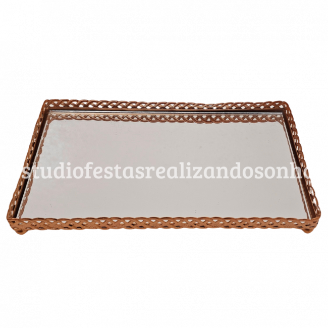 BANDEJA RETANGULAR ESPELHADA M ROSE GOLD