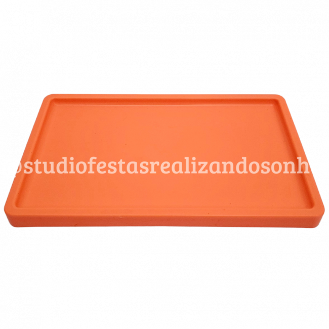 BANDEJA RETANGULAR LARANJA NEON