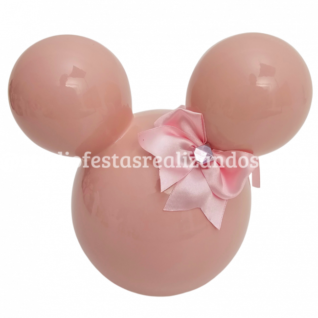 CABEÇA MINNIE CERÂMICA ROSA BEBÊ