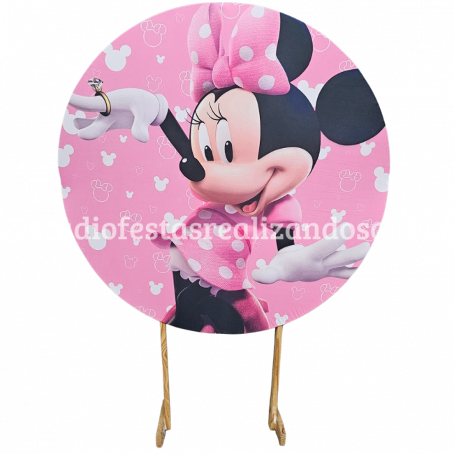 PAINEL REDONDO MINNIE ROSA 1