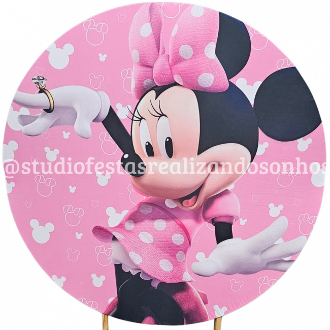 TECIDO REDONDO MINNIE ROSA 1