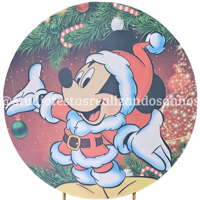 TECIDO REDONDO NATAL MICKEY 1