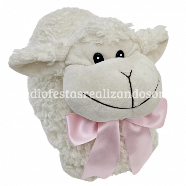 URSO PELÚCIA OVELHA LAÇO ROSA G REVELAÇÃO 5