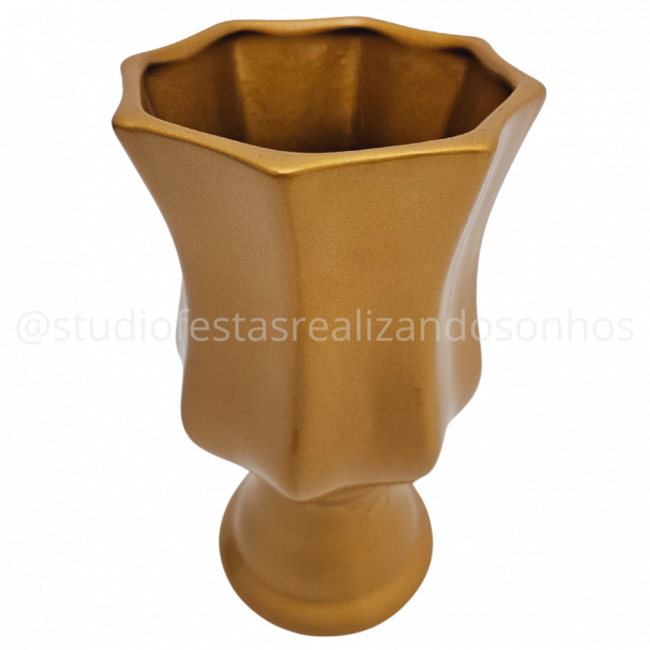 VASO ACRE CERÂMICA G DOURADO