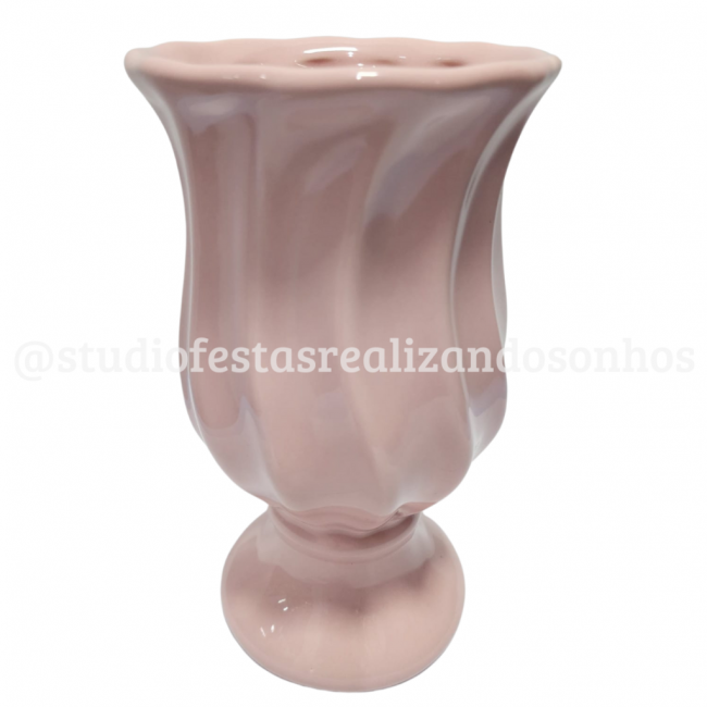 VASO ONDULADO CERÂMICA P ROSA BEBÊ