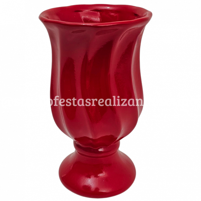 VASO ONDULADO CERÂMICA P VERMELHO