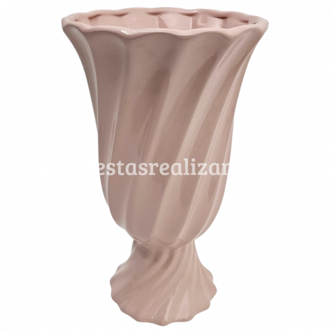 VASO TORCIDO CERÂMICA ROSA BEBÊ